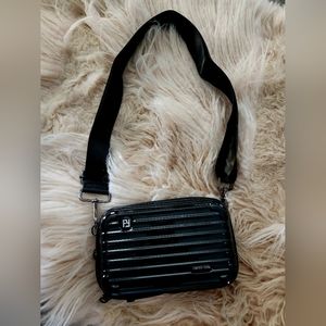 Mini black luggage hardshell pvc purse/clutch